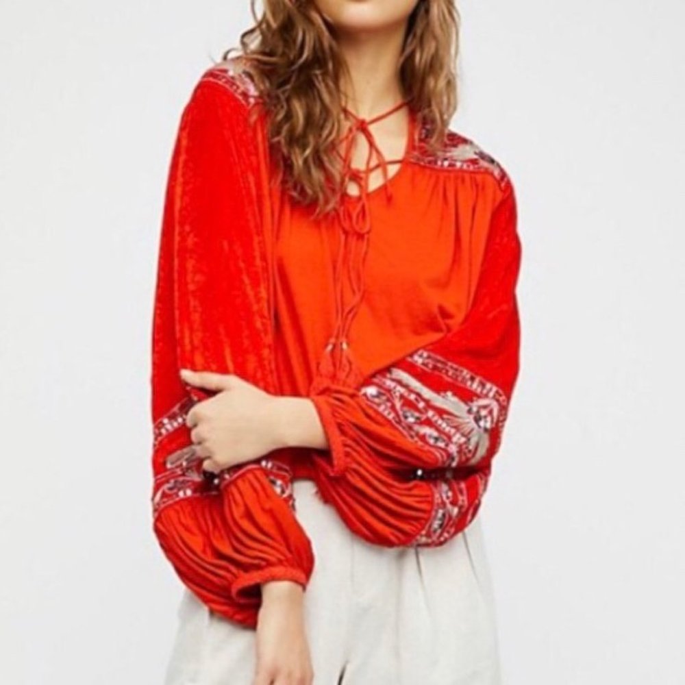 FREE PEOPLE Hearts Aflame Embellished Top NWOT - Picture 2 of 10